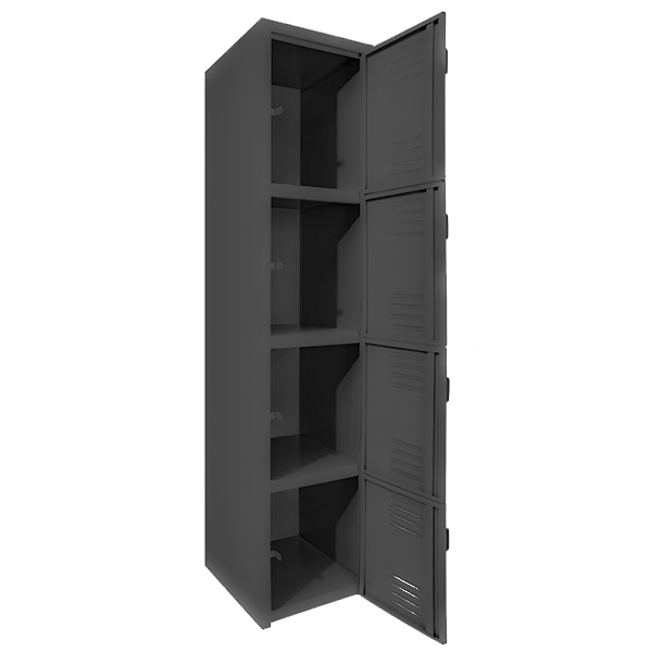 Locker 4 puertas abierto negro